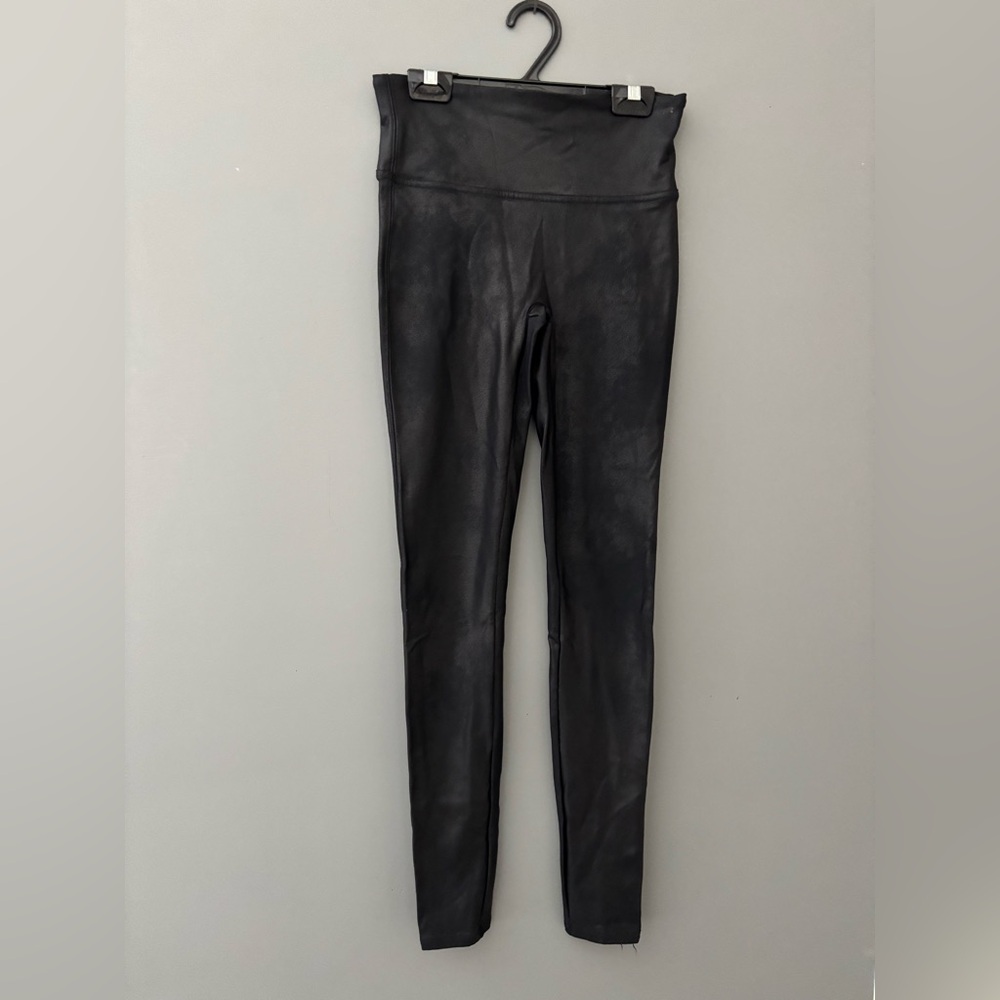 Spanx Black High-Waisted Leather look leggings, size Small, Black